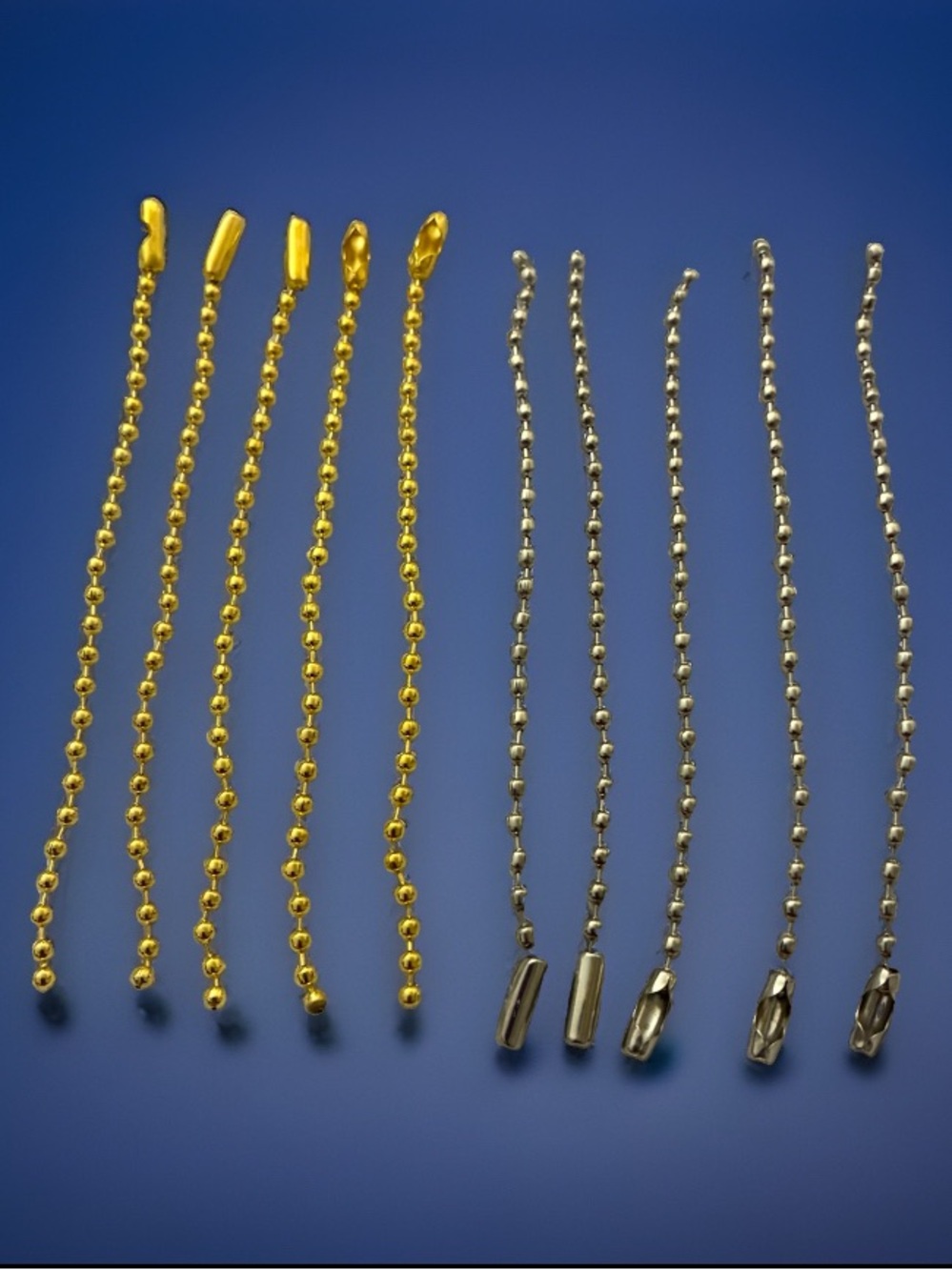 Gold (5) and Silver (5) Tone Replacement Set of 4” Ball Chains (10 Total)
